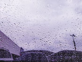 Full frame shot of raindrops on glass window