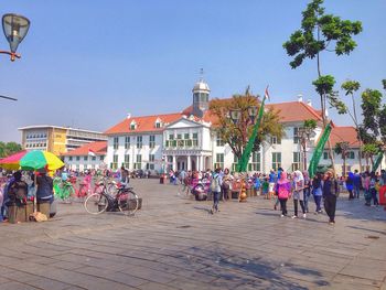 People in front of building