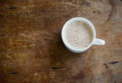 High angle view of coffee on table