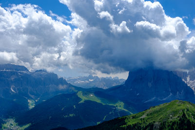 The amazing landscapes of seceda meadows, val gardena, south tyrol, dolomites, italy.