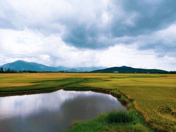 Scenic view of lake against sky