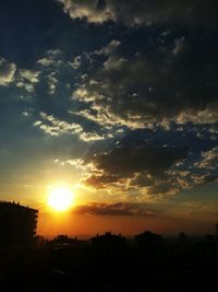 Silhouette buildings against sky during sunset