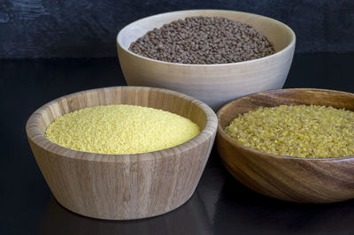 Close-up of fresh vegetables in bowl on table