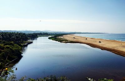 Scenic view of sea against clear sky