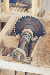 Close-up of rusty machine part