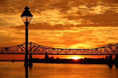 Low angle view of silhouette bridge against sky during sunset