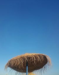 Low angle view of trees against clear blue sky