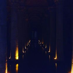 View of illuminated underground walkway