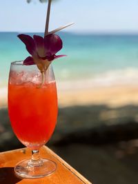 Close-up of drink on glass