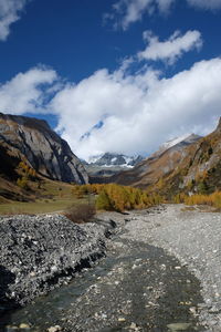 Scenic view of mountains against sky