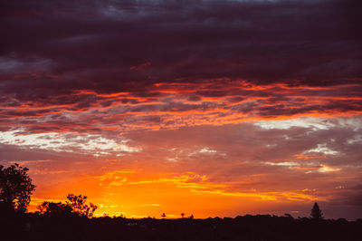 Scenic view of dramatic sky during sunset