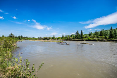 Scenic view of lake against sky