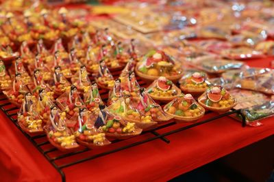 High angle view of food on table