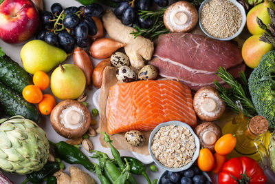 High angle view of food on table