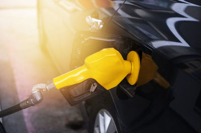 Close-up of yellow car