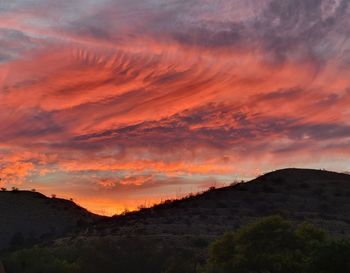 Scenic view of mountains against sky during sunset