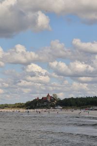 Scenic view of beach against sky
