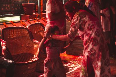 People working in basket