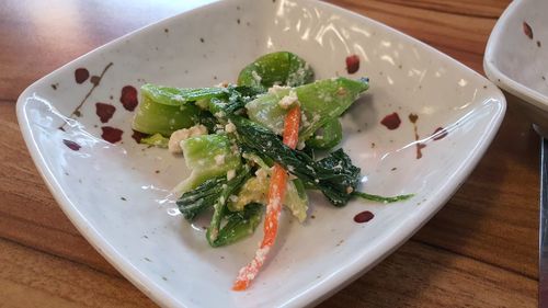 High angle view of meal served in plate