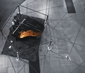 High angle view of glass hanging on floor