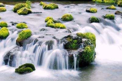 Scenic view of stream flowing through rocks