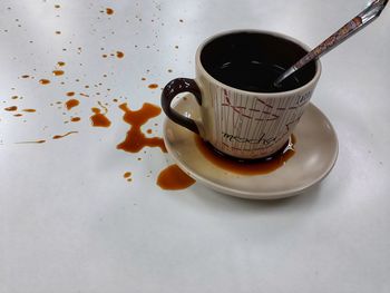 Close-up of coffee cup on table