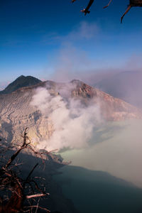 Scenic view of volcanic mountain against sky