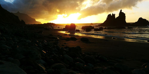 Scenic view of sea against sky during sunset