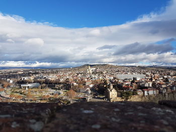 High angle view of townscape against sky