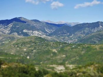 Scenic view of mountains against sky