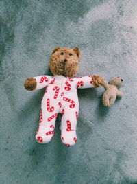 High angle view of dog playing with toy