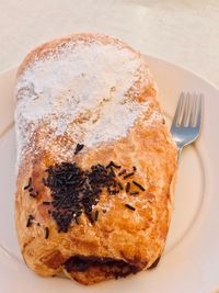 High angle view of cake in plate