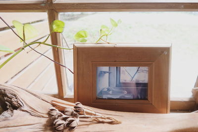 Picture frame in window