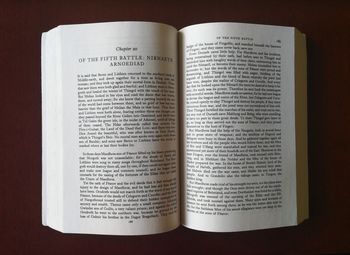 Close-up of text on book