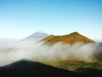 View of volcanic landscape against clear sky