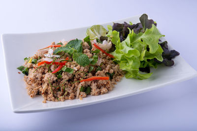 Close-up of salad served in plate