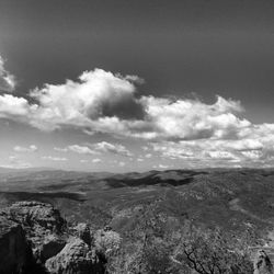 Scenic view of landscape against cloudy sky