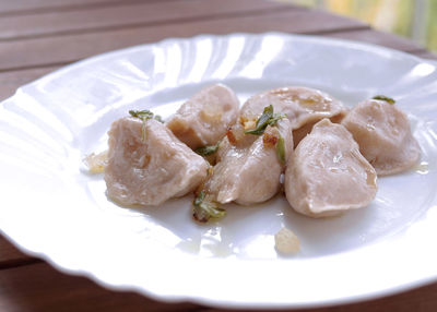 Close-up of food served in plate