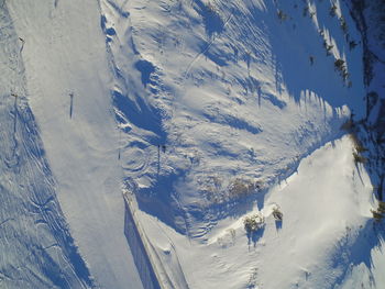 High angle view of snow covered landscape