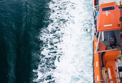 Boat sailing in sea