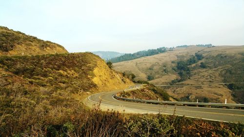 Scenic view of mountain road against sky. autumn nature colors. northern california. 