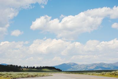 Scenic view of land against sky