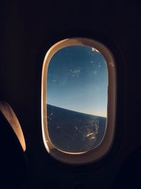 View of airplane through window