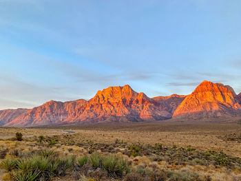 Scenic view of landscape and mountains against sky. red rock canyon, nevada 