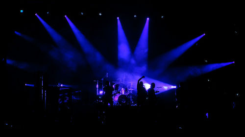 People enjoying music concert at night