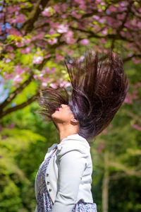 Woman tossing her hair