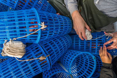 High angle view of man working