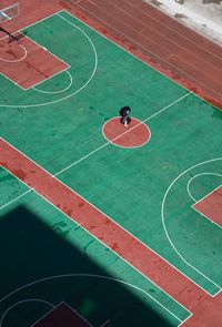 High angle view of basketball court