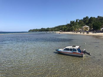 Scenic view of sea against clear sky