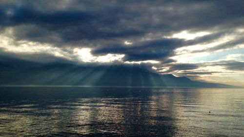 Scenic view of sea against cloudy sky